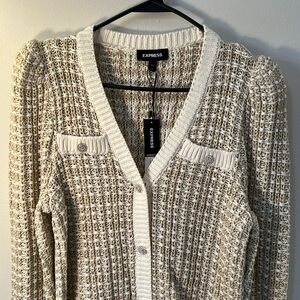 Express Gold cardigan w puff sleeves